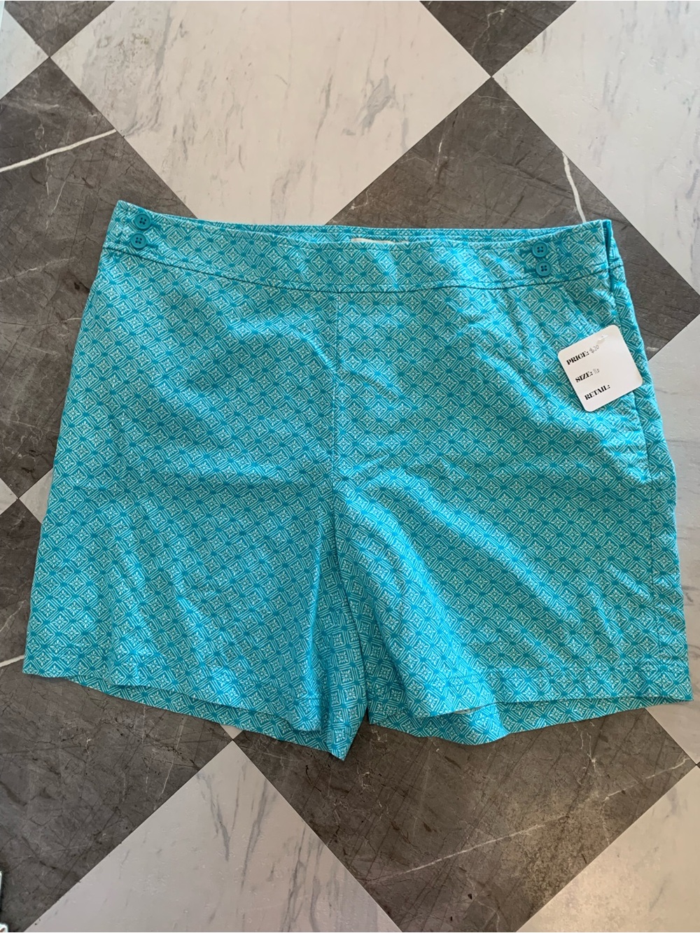 173 Talbots Turquoise Patterned Bermuda Shorts